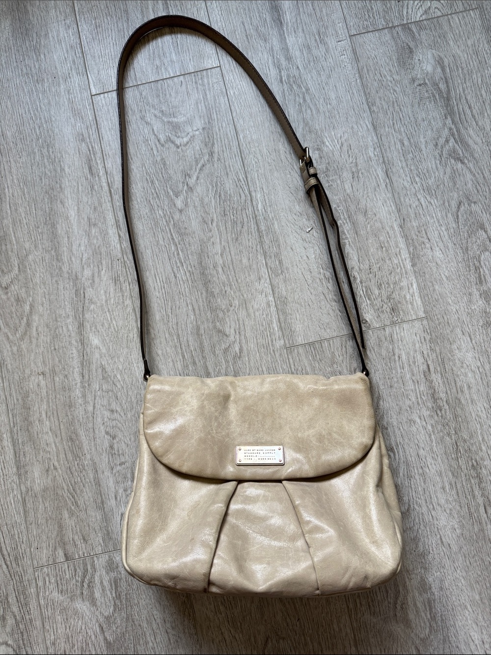 Marc by Marc Jacob’s Leather Crossbody Bag in Beige